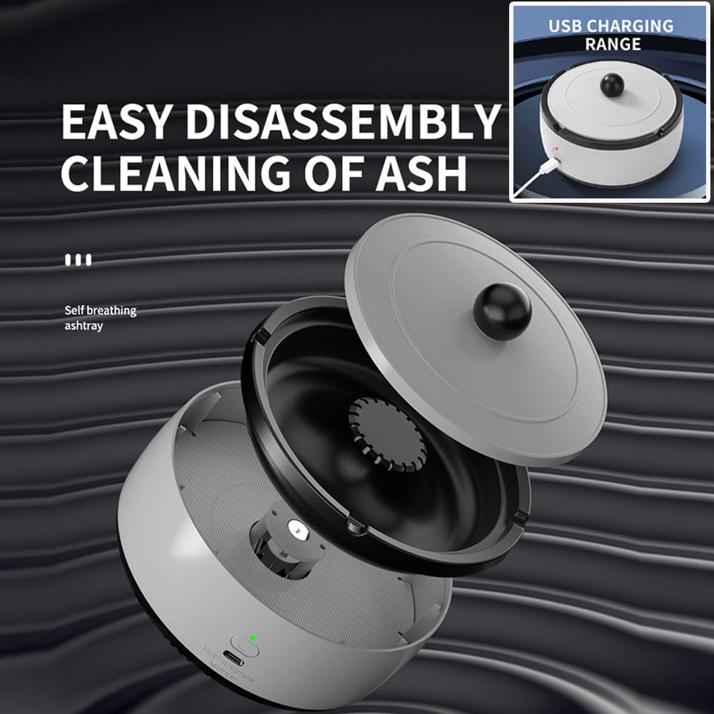 2 in 1 Multifunctional Smokeless Ashtray Best for Home Car or Office (Grey) 1