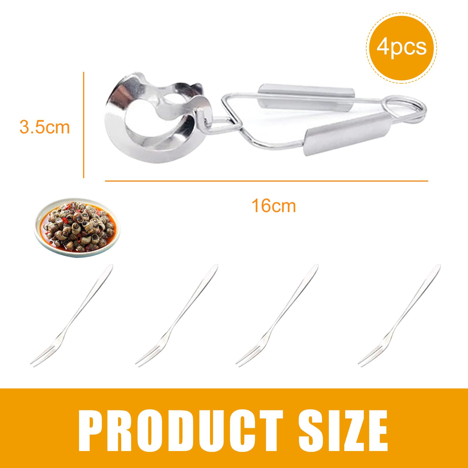 Sylbx Pinces Service Kit 4 Pinces Escargot Acier Inoxydable + Fourchettes | Sylbx Cuisine Fruits De Mer Pinces Fruits De Mer