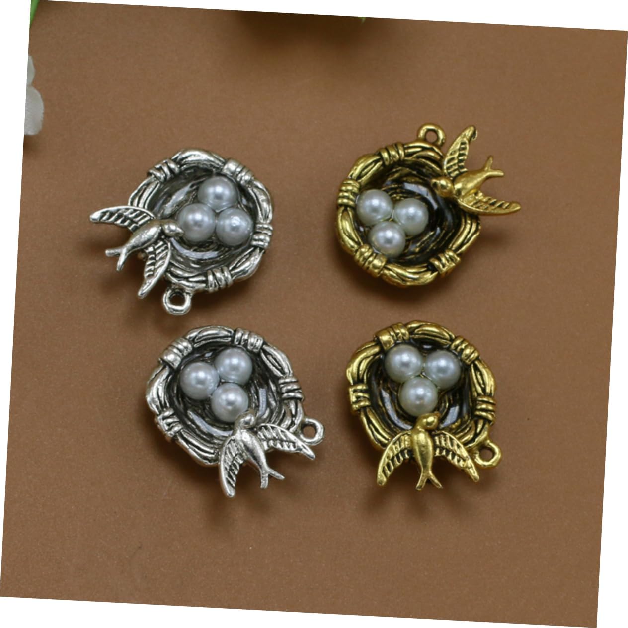 20pcs Alloy Bird's Nest Pendant Charms for Jewelry Making