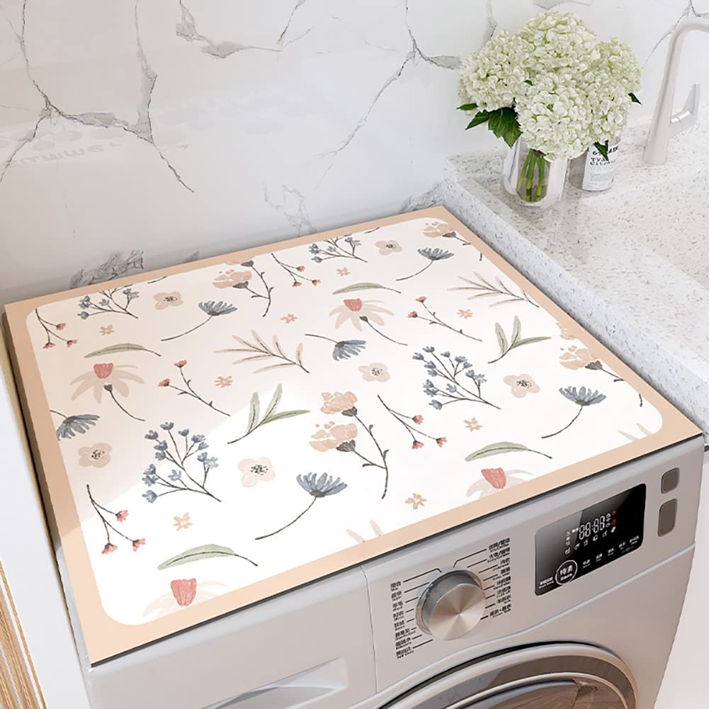 Lavatrice Copertura Super Assorbente 60 * 60cm,Copertura Antipolvere per Lavatrice Multiuso Parapolvere per Frigorifero Domestico Con Fondo in Gomma,Utilizzabile in Bagno,Cucina (Arancia)