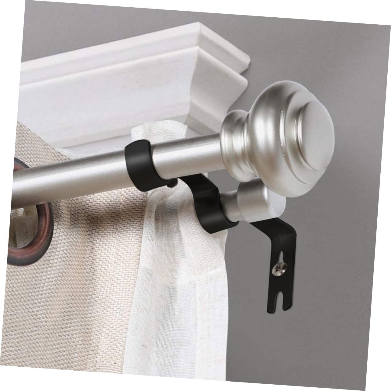 Levemolo 4pcs Wall-Mounted Curtain Rod Brackets Adjustable Rod Holders for Windows Stable Construction