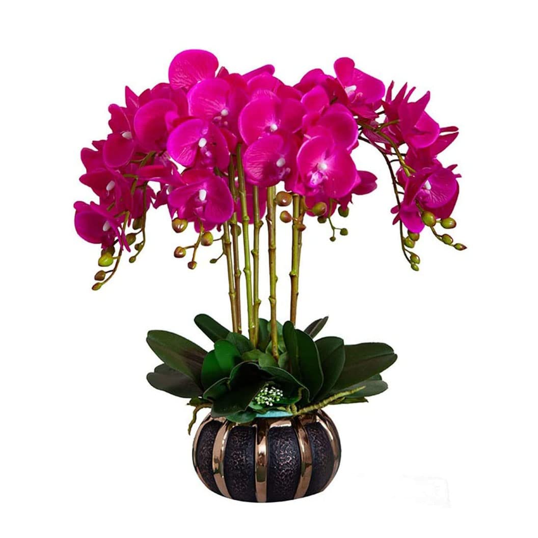 IUokLU Artificial Phalaenopsis Flowers,Fake Orchids Artificial flower with pot Orchid Artificial Phalaenopsis Flowers Orchids with Vase Arrangement Bonsai Butterfly Orchid Set