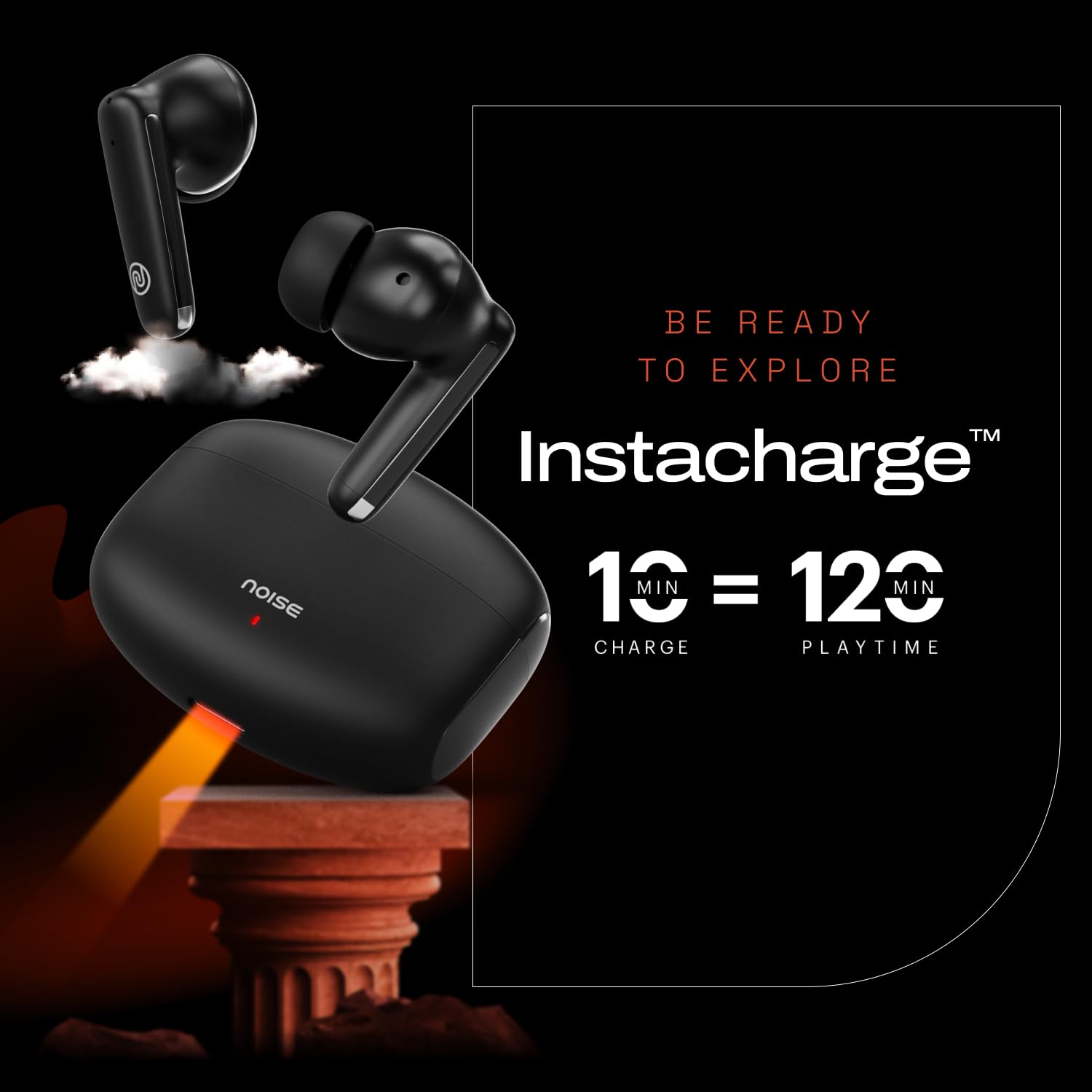 Noise Nowo wprowadzone słuchawki douszne Buds Venus z ANC (do 30 dB), czas odtwarzania 40 h, Quad Mic z ENC, Instacharge(10 min = 120 min), niskie opóźnienie (do 45 ms), sterownik 10 mm (kosmiczna