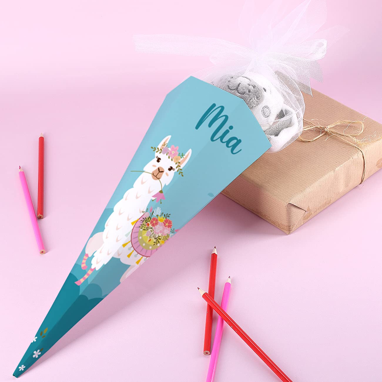 Personalisiertes Schultüte Für Mädchen Mit Eichhörnchen-Motiv - 28 Cm Zuckertüte Zur Einschulung