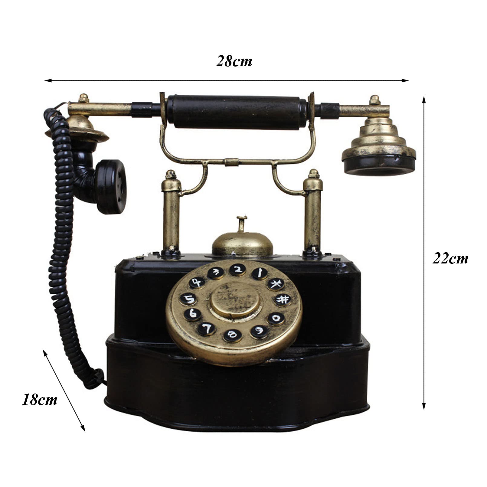 Teléfono con cable antiguo, teléfono fijo decorativo único para el hogar, oficina, tiendas, accesorios de fotografía