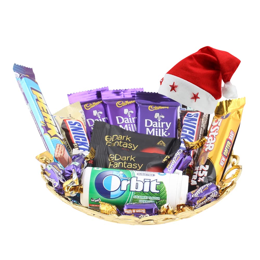 SFU E Com Cudbury With Dark Fantasy Chocolates Gift Hamper | Chirstmas Chocolate Gift Hamper | Christmas Cap With Chocolates | Christmas Chocolate Gift Combo | 1195
