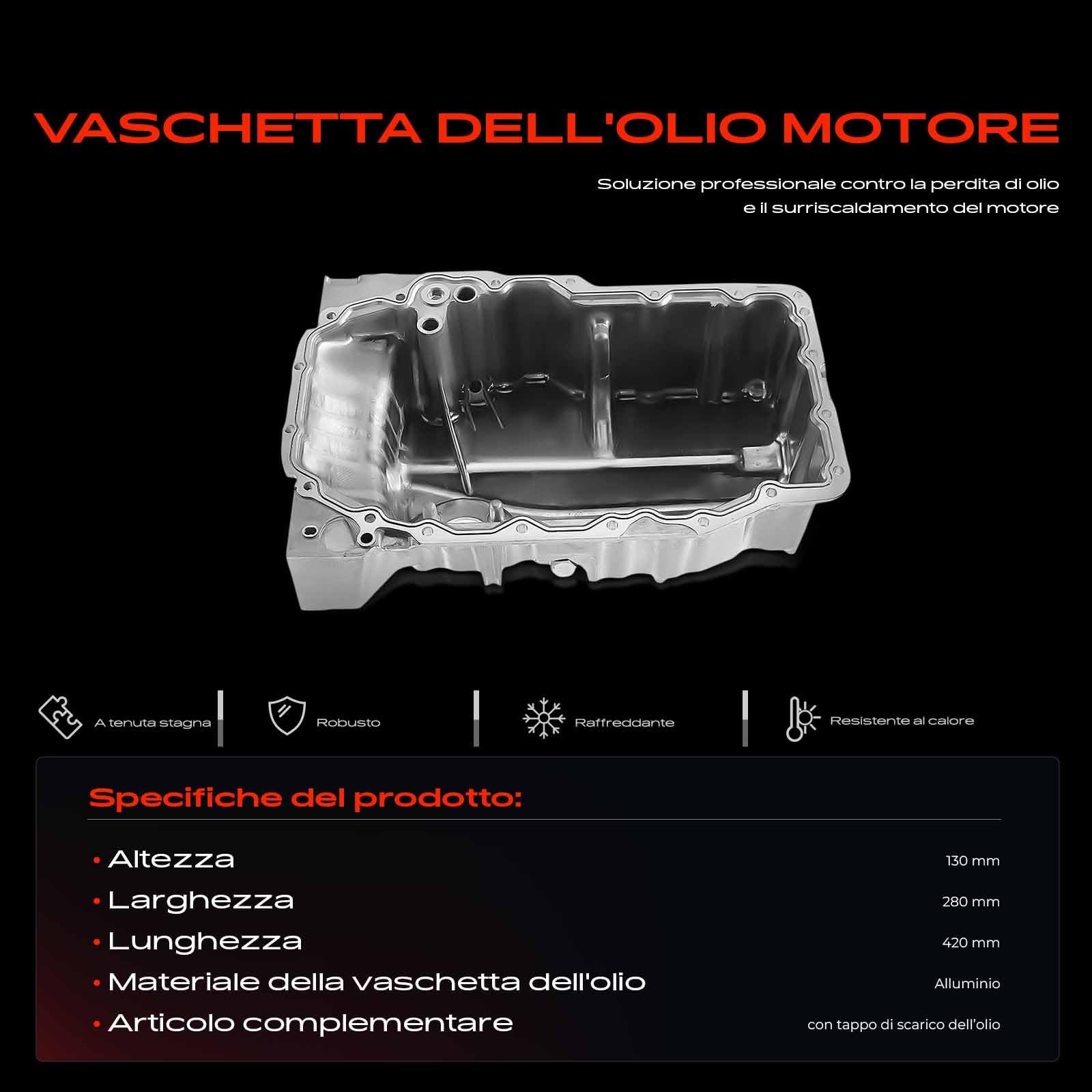 Frankberg Coppa dell'olio Motore Compatibile con Fabia III NJ3 1.0 T.S.I Fabia III NJ3 1.2 T.S.I Fabia III Station Wagon NJ5 1.2 T.S.I Yeti 5L 1.2 T.S.I Leon 5F1 1.2 T.S.i 04E103601G,04E103603G