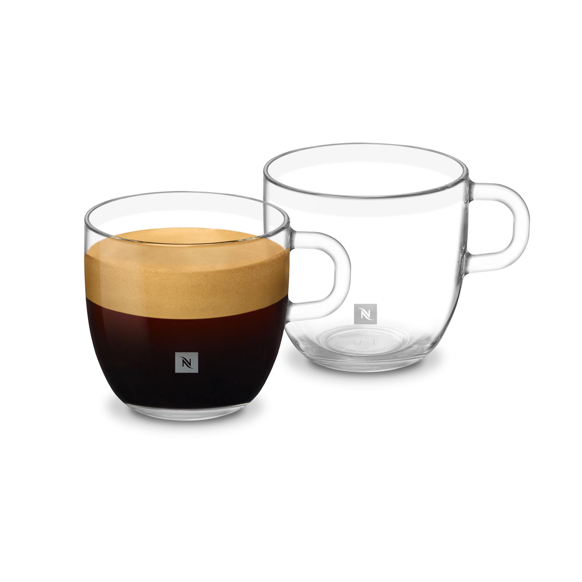 Nespresso Signature Gran Lungo Tassenset, 2 Glastassen (270 ml) | Federico Peri Design, gehärtetes Glas, für heißen und kalten Kaffee sowie Tee