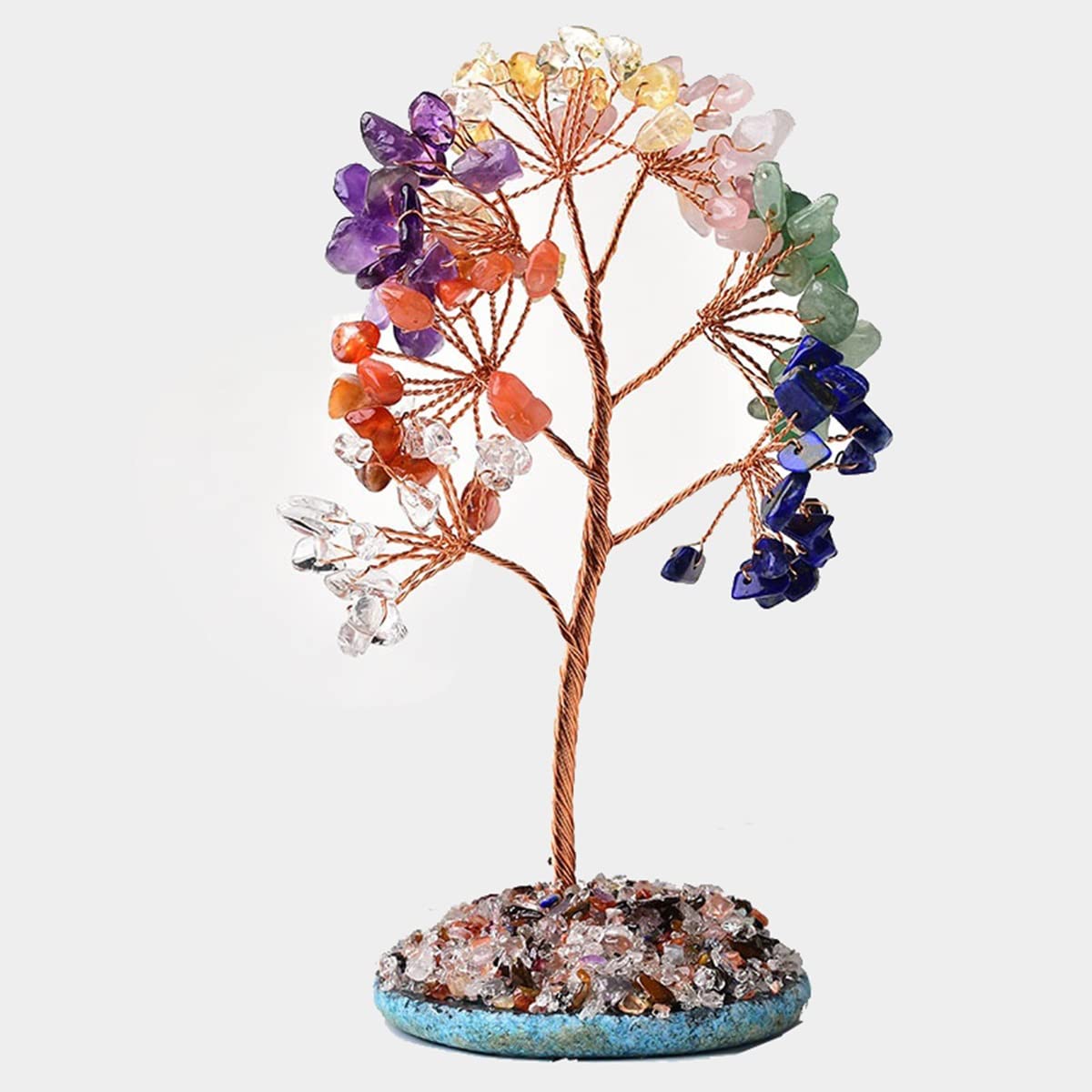LQYXGS Crystal Stone Home Decor Natural Amethyst Tree Of Life Rock Mineral Specimen, Agate Reiki Home Decoration Ornaments Lucky Tree DIY Gifts Souvenir(Colourful Crystal)