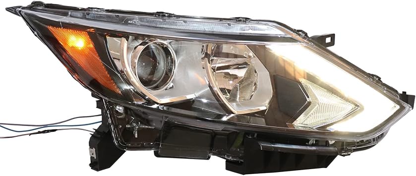 Halogen Headlight for Nissan RogueSport/for Qashqai 2017 2018 2019, RH Right Passenger Side Chrome Crystal Clear Lens Front Head light Head lamp OEM 260106MA0A RH