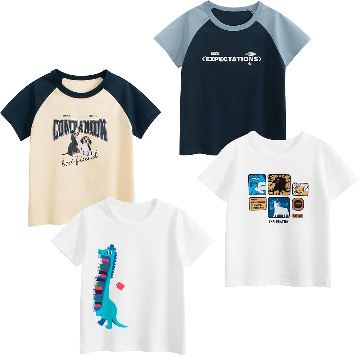 Boys' 4-Pack Excavator Short Sleeve Crewneck T-Shirts Top Tee Size 2-7 Years Toddler Boys' Value Pack Cotton T-Shirt