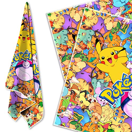 Cute Pikachu Pocket Cartoon Towel Soft and Quick-Drying Sport Super Absorbent Hand Towel Pikachu Handkerchief Cloth Wipes (to-Pikaqiu)
