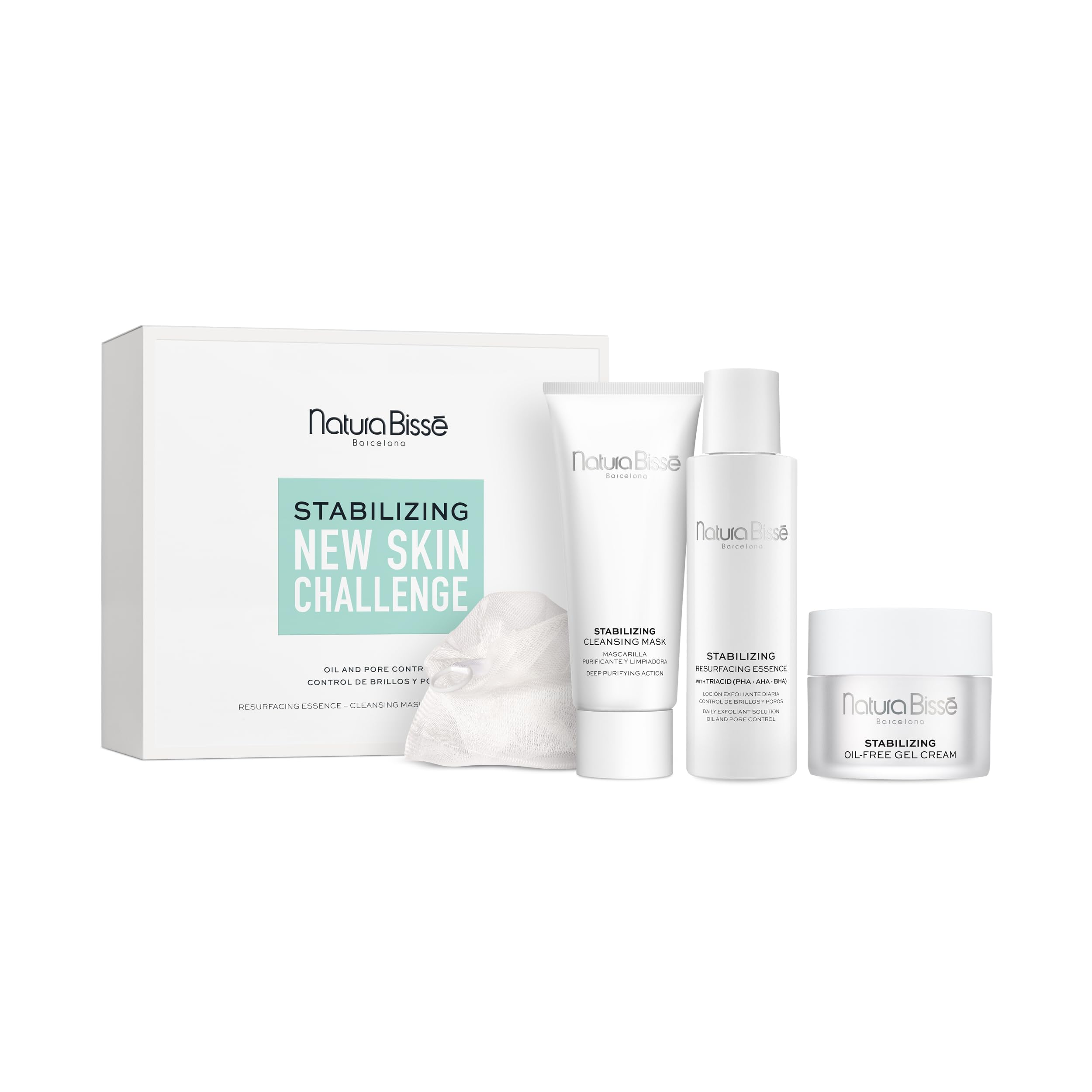 Natura Bissé Stabilizing New Skin Challenge | Rutina de 3 Pasos para Piel Grasa y Acneica Formada por Stabilizing Cleansing Mask, Stabilizing Resurfacing Essence, Stabilizing Oil-Free Gel Cream