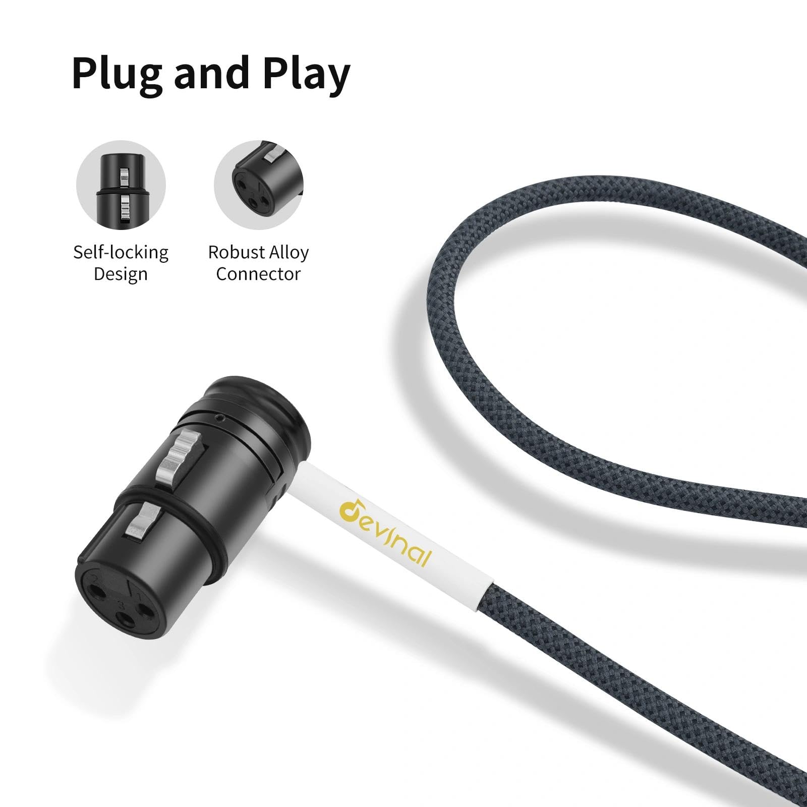 Cable XLR en ángulo recto, ángulo giratorio de 360 grados hembra XLR a ángulo giratorio de 360 grados macho XLR para micrófono, adaptador de cable de micrófono de 6 pies, 2 unidades
