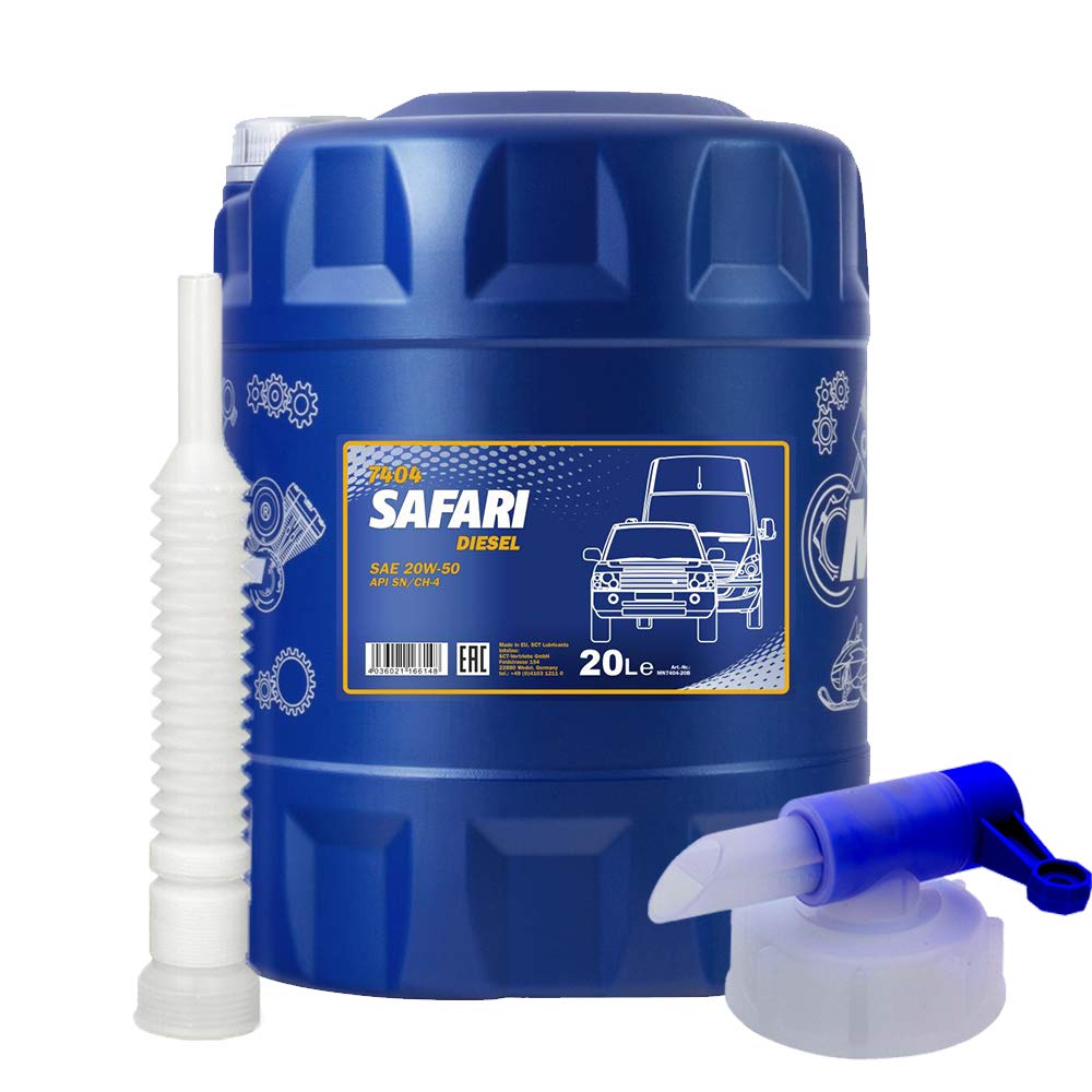 20l, MANNOL 7404 Safari 20W-50 Öl + Ausgießer + Zapfhahn