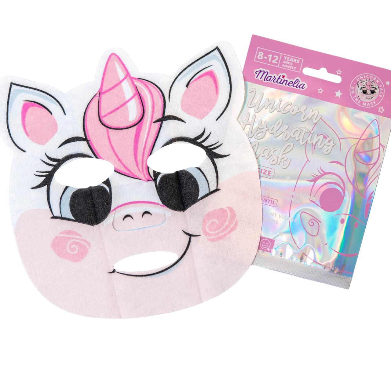 Martinelia Children's Printed Unicorn Fabric Face Mask, Moisturising Fabric Mask for Children 8-12 Years