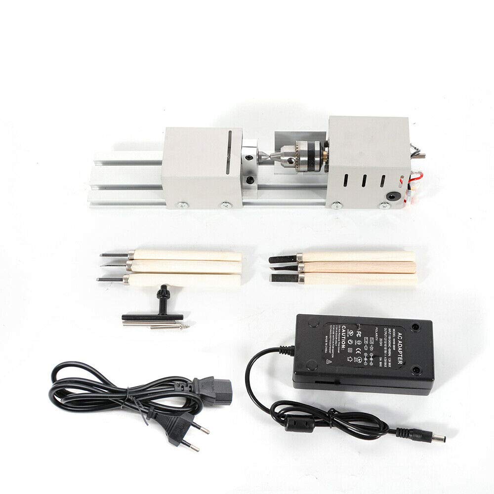 Tornio professionale per legno, 100 W, mini perline, lavorazione del legno, tornio, macchina per lucidatura in miniatura, tornio fai da te, tornio da tavolo, tornio in metallo