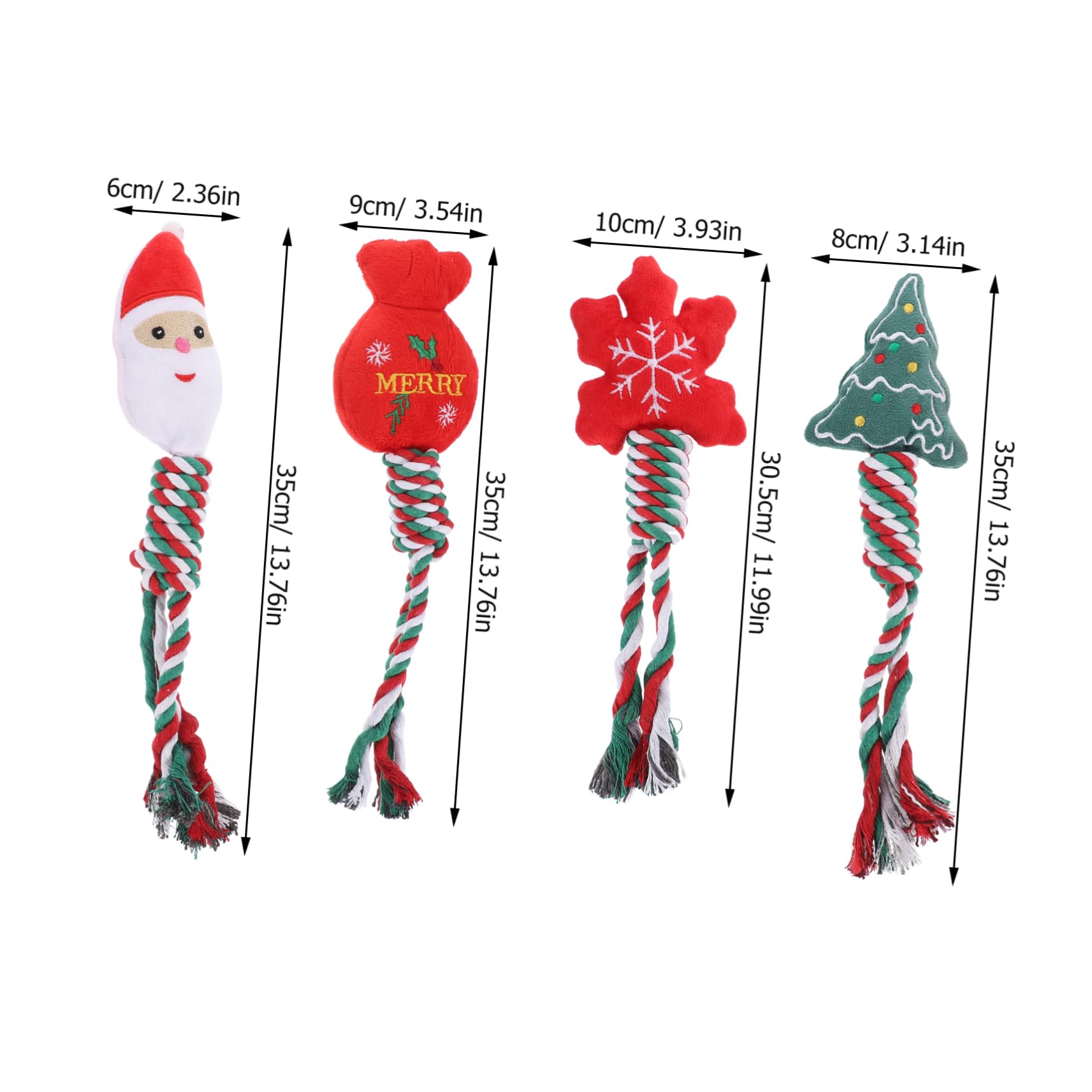 Abaodam Christmas Dog Toys 4 Pack Teething Rope Toys Portable Fun Convenient for Puppies