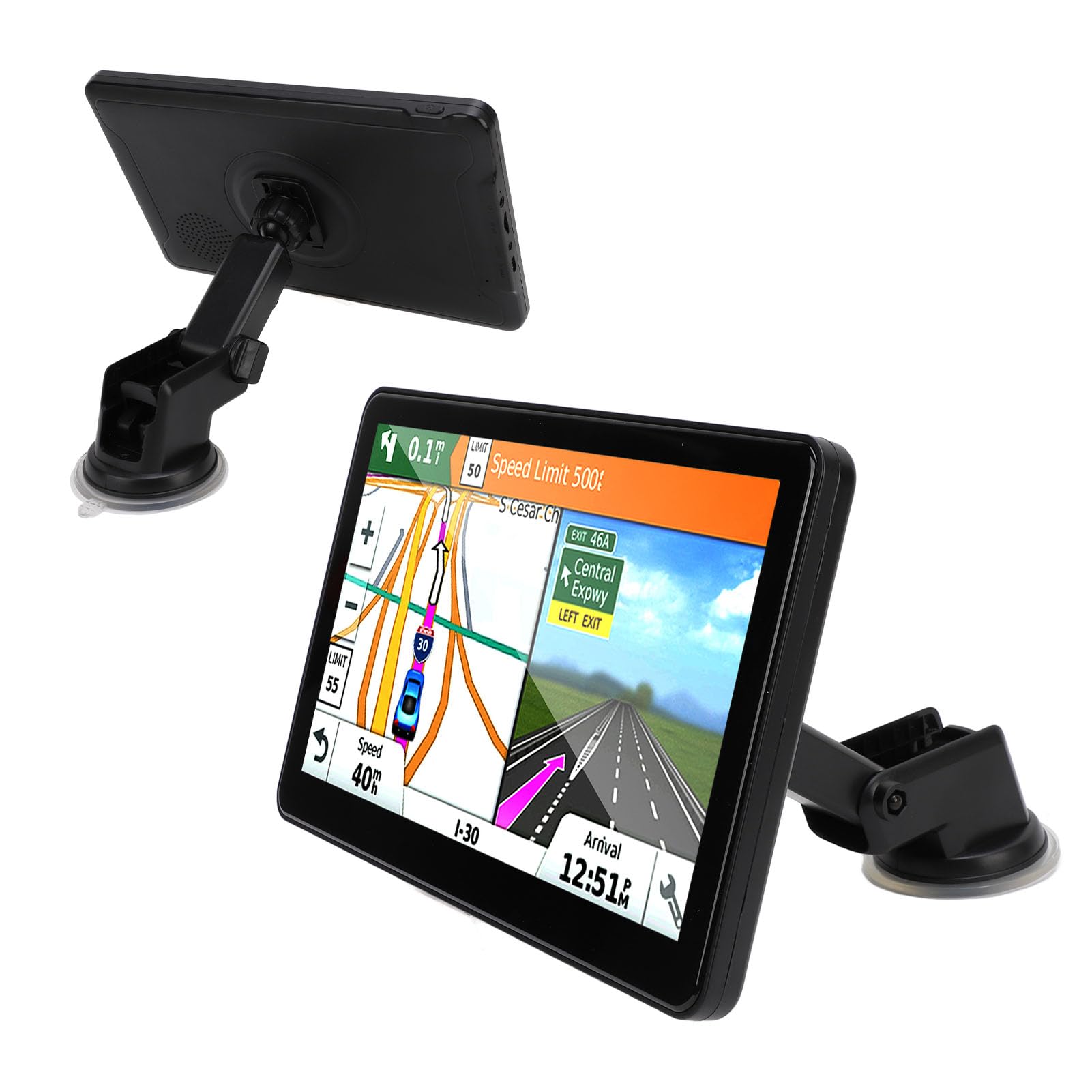 Tragbares Auto-Navigationssystem, 9-Zoll-Auto-Navigationssystem für CarPlay Wireless für Auto 2,5-D-Glas-Touchscreen-Auto-Navigationssystem
