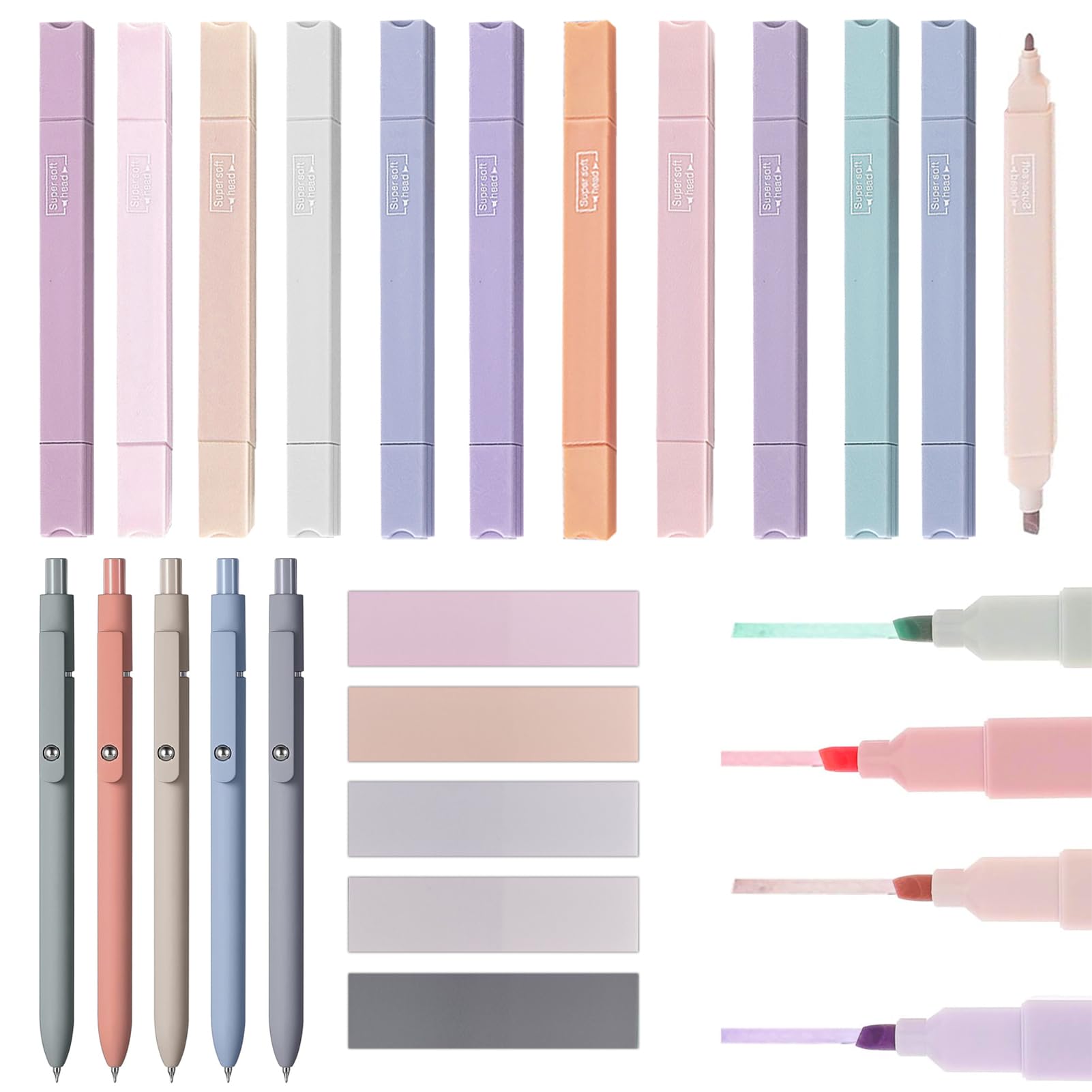 Set 17 Evidenziatori Pastello E Penne Gel - 12 Colorati + 5 Nere 0.5mm, Senza Sbavature - Foto 10