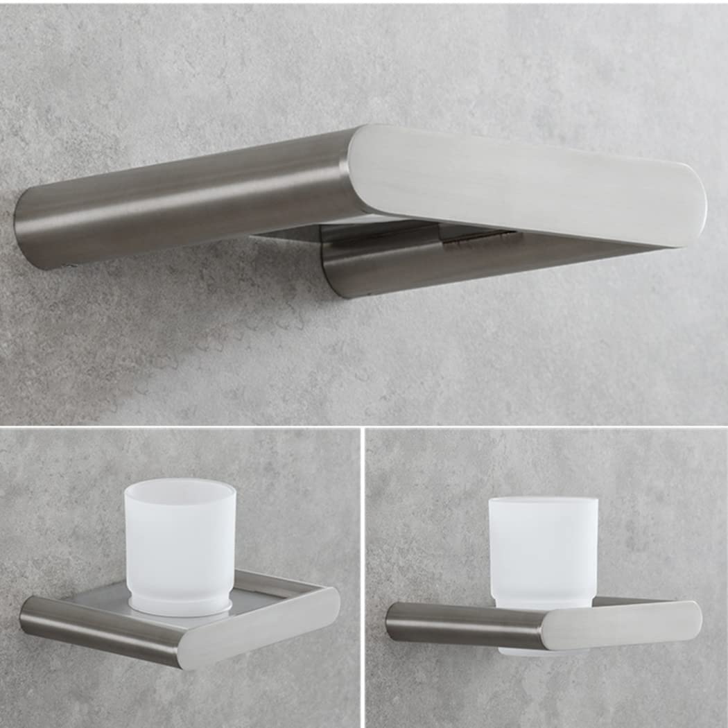 WRIST Zahnbürstenhalter, Wandmontierter Zahnbürstenbecherhalter Zahnbürstenhalter Aus Edelstahl Und Milchglas Für Organizer Badezimmer,Brushed