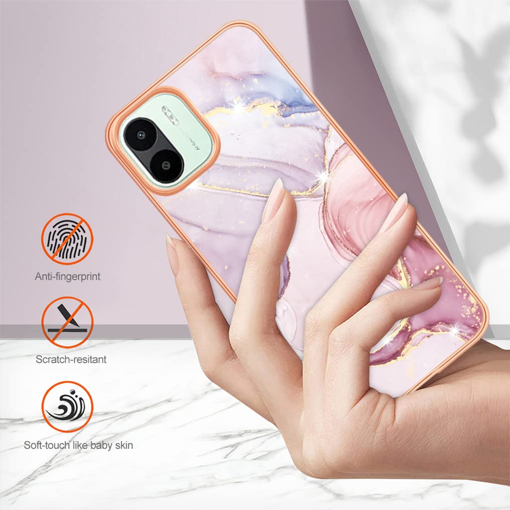 SEAHAI Coque Pour Xiaomi Redmi A1 / Xiaomi Redmi A2, Ultra Mince Élégant En Silicone Souple Motifs Colorés Coque Brillante Antichoc, TPU Gel Etui Résistant - Or Rose