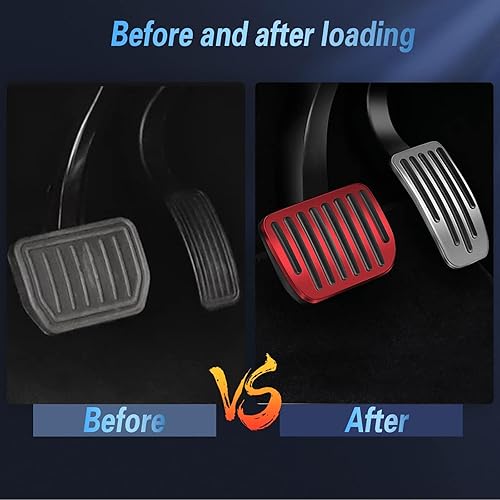 Miniatura 10 de Almohadillas de pedal de repuesto antideslizantes de aluminio para pedal compatibles con Tesla Model 3 Model Y (rojo)