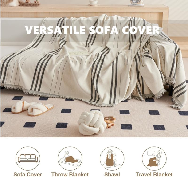 Zweig Housse Canape d'angle Fleurs Bleues Anti Griffe Chat Canapé,Protege Lavable Couvre Canapé, Couvre Canapé pour Chiens Chats Animaux, Canapéanti-Poussière180X340