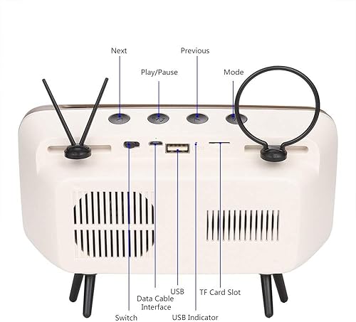 Miniatura 6 de Ciglow Altavoz Bluetooth, altavoz Bluetooth estéreo retro HD portátil para TV para teléfono móvil de 6 pulgadas (gris)