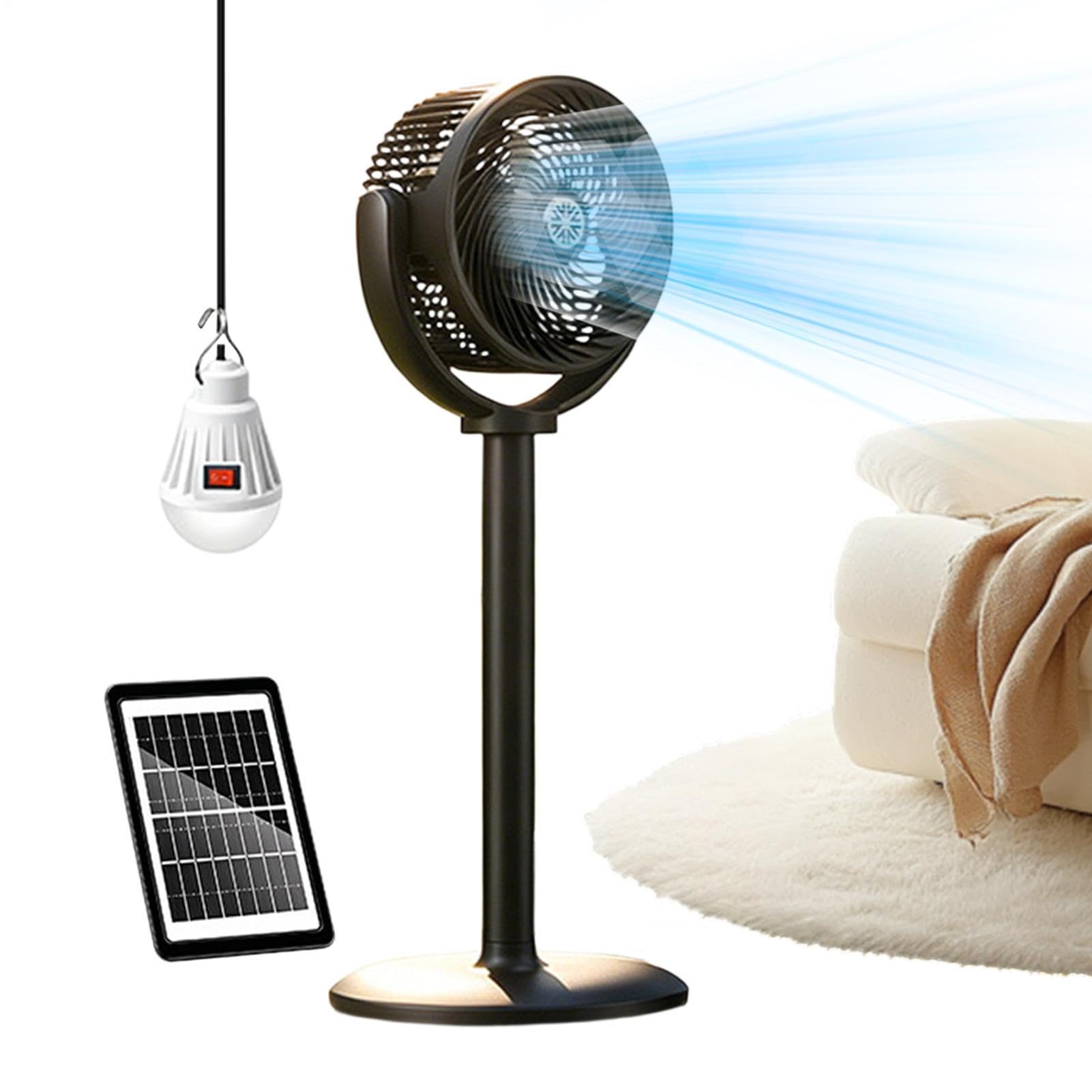 Ventiladores De Pie Solares Para El Hogar Con Luces LED, Ajustable, | Ventilador Solar De Suelo Vertical Para Dormitorio, Salón, Oficina, Camping, Jardín, Balcón Y P