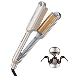 Curling Iron Hair Crimper Waver - TYMO ROVY Beach Waves Curling Wand, Ionic Deep Waver Hair Curler Tool with Ceramic 3 Barrel for Women, Dual Voltage, Anti-Scald, Easy to Use, Elegant Gold, 1 Inch