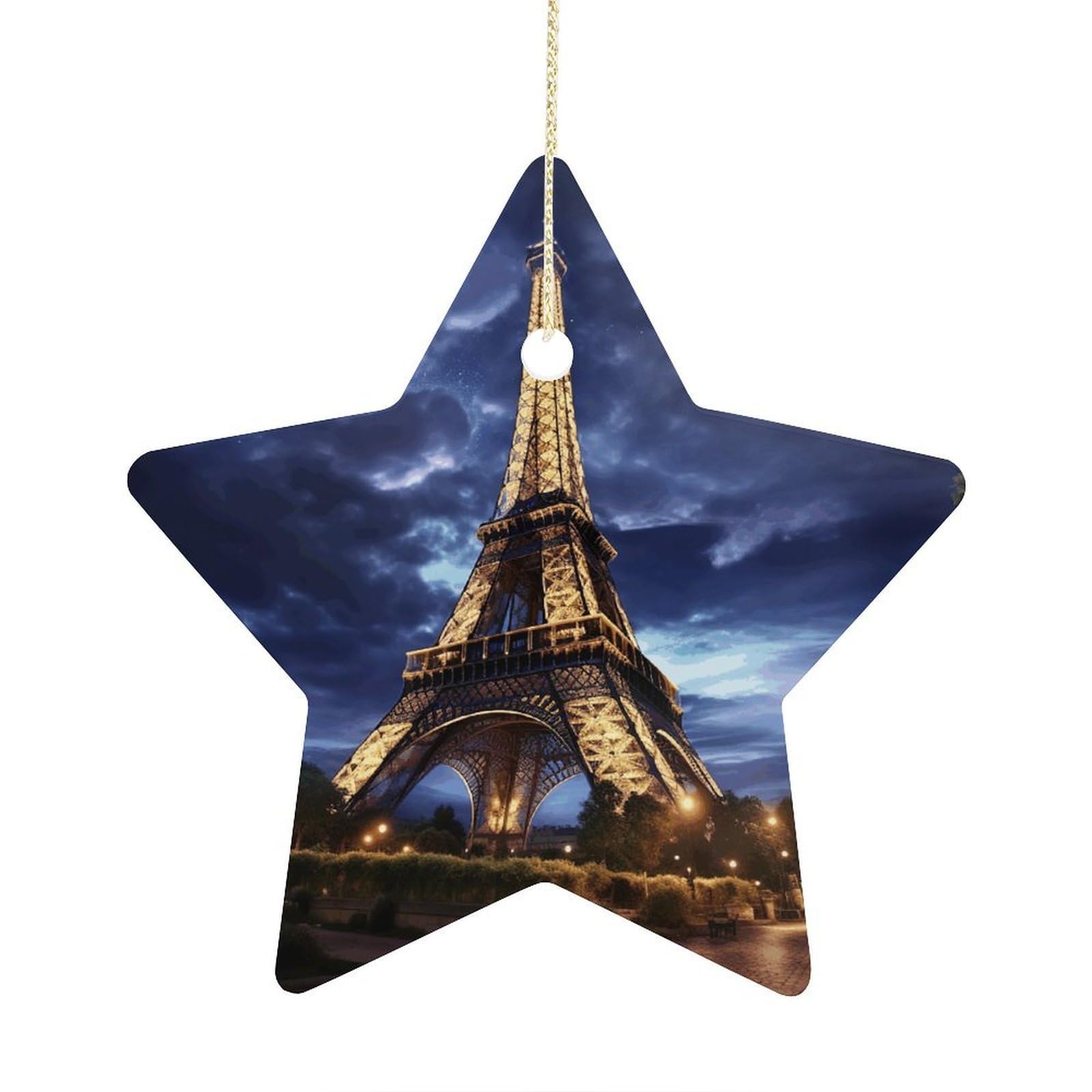 Fodpand Women's Style Fantasy Eiffel Tower Ornament With String, Keepsake Hanging Decorations,Ceramic Ornaments For Men Indoor Home Holiday Party Gifts