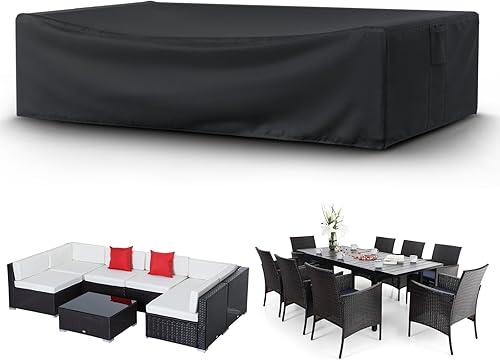 STARTWO Fundas para muebles de patio, impermeables, resistentes al desgarro, rectangular, para mesa y sillas, funda de sofá modular para exteriores,