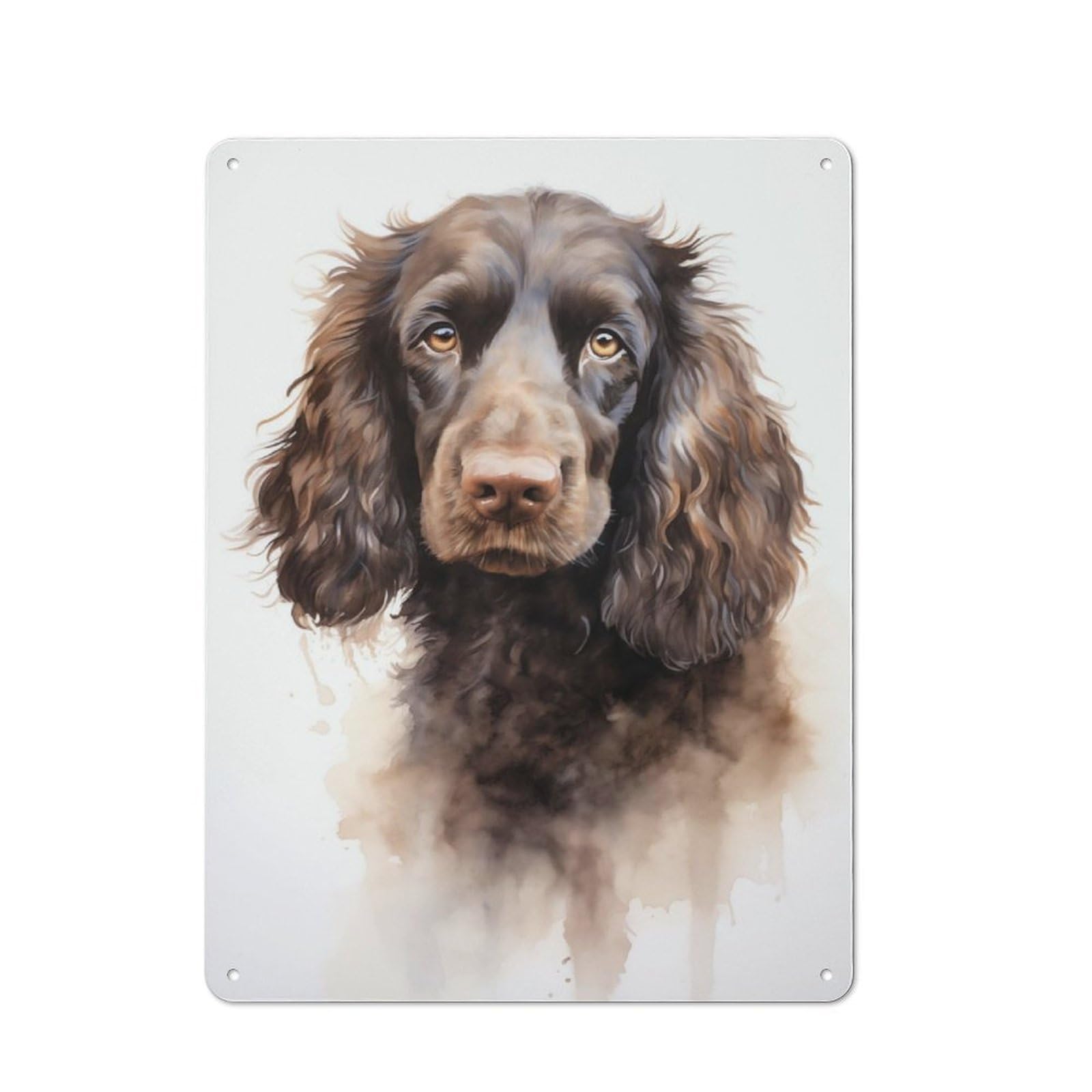 Junmoney Irish Water Spaniel Dog Tin Wall Plaque 40X30cm With For Pub Or Café, For Collectors Of Retro Metal Wall Decor