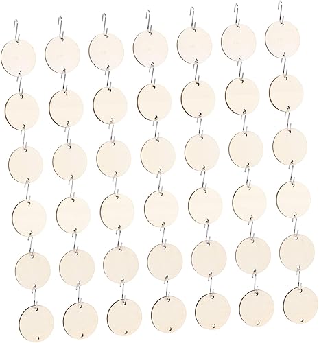 EXCEART 2 juegos de brochetas de madera DIY Calendario de cumpleaños de madera, colgantes redondos de madera, etiquetas de regalo, corazón de