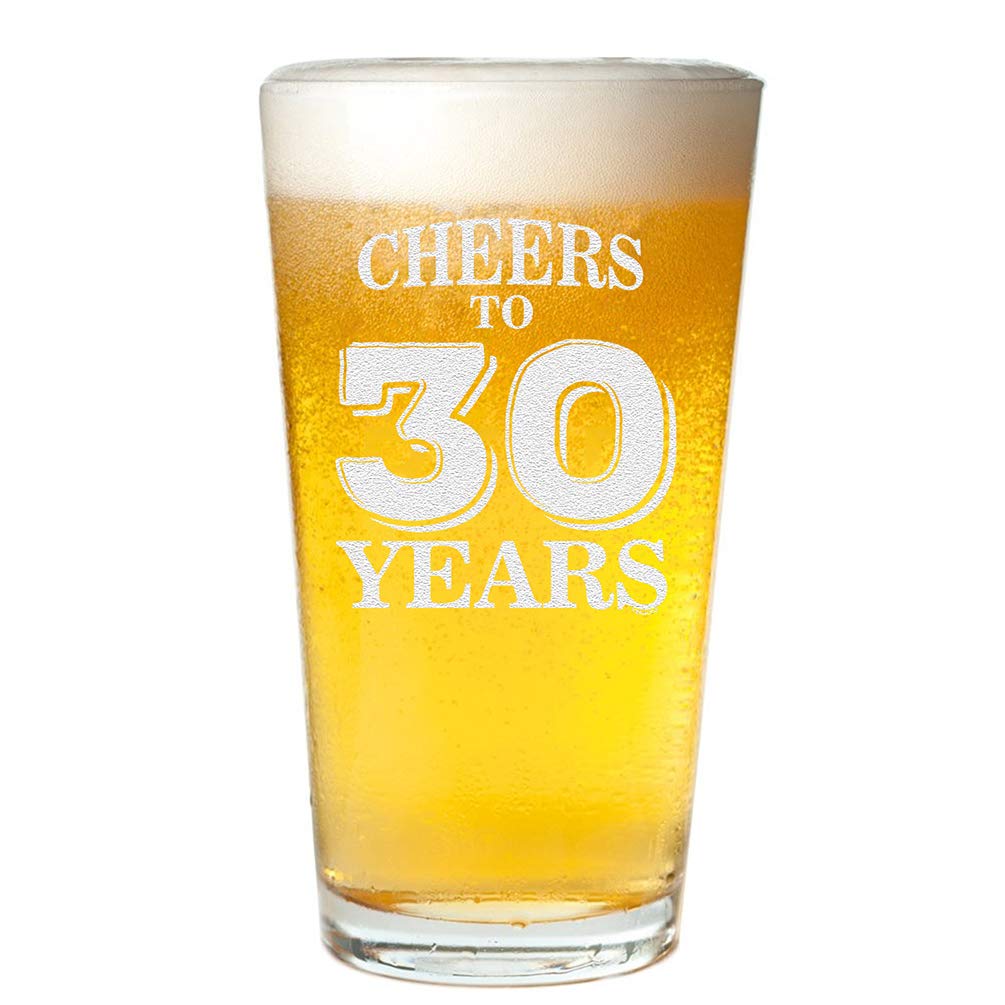 Veracco Cheers To 30 Years Thirties Birthday Gift For Him Her Dirty Thirty and Fabulous Pint Beer Glass (Clear, Glass)