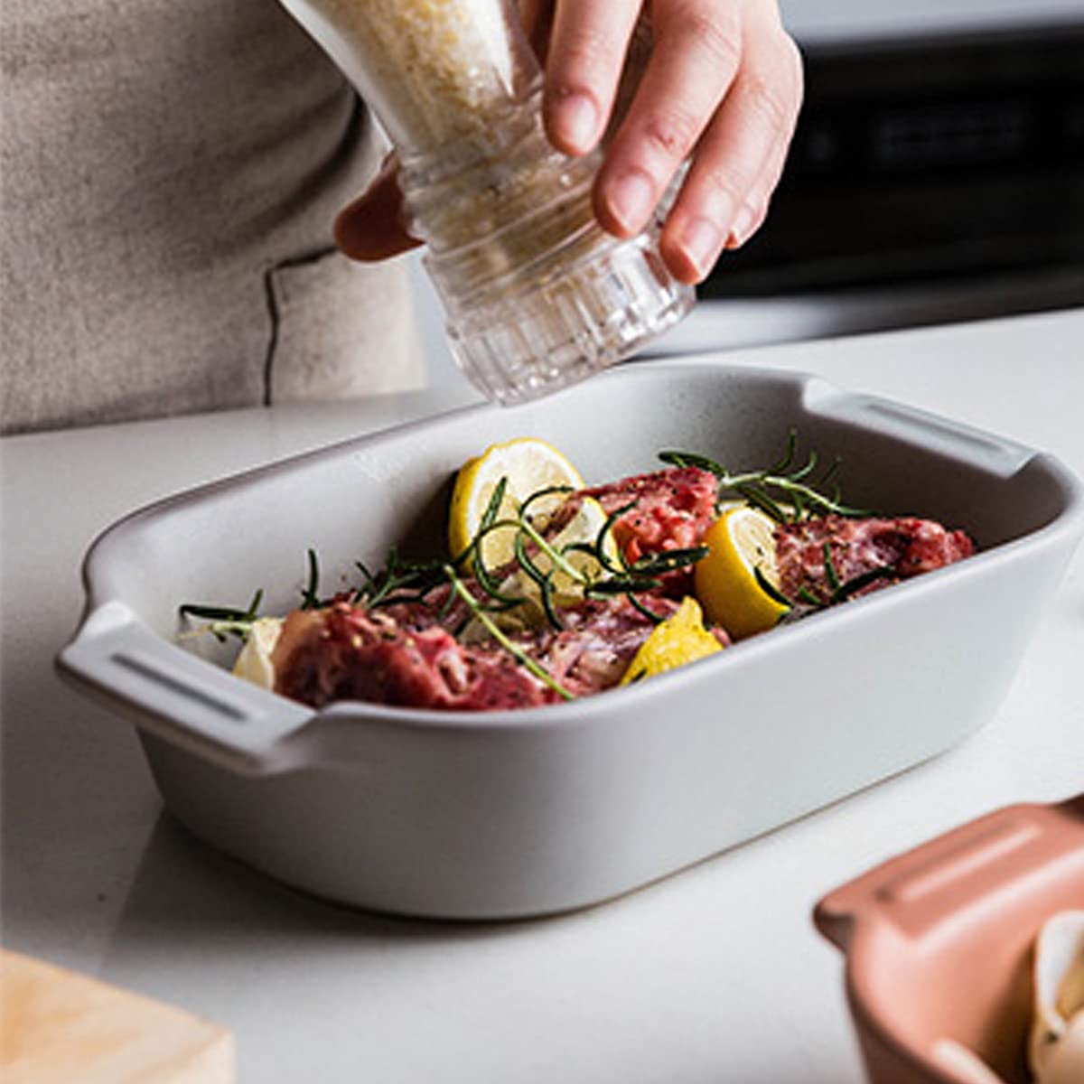 Naczynia do pieczenia w piekarniku, głęboka forma lasagne, prostokątna ciasta, ceramiczne naczynie z podwójnym uchwytem, ​​do brownie, zapiekanek, pieczonego mięsa, zestaw 2 szt