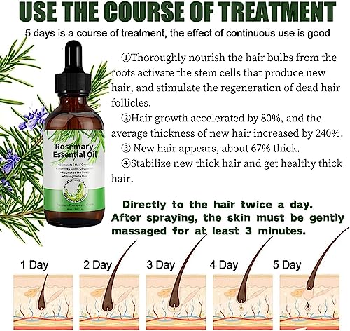 Rosemary Oil for Hair Growth Rosemary Essential Oils for Hair Loss & Skin Care, Strengthens Hair, Nourishes Scalp - Image 3