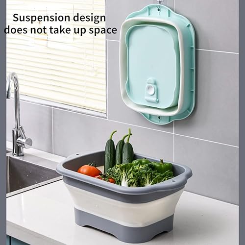Miniatura 7 de BeyondNice Sartén plegable con tapón de drenaje, lavabo plegable, tina portátil para lavar platos, bandeja de almacenamiento de cocina que ahorra
