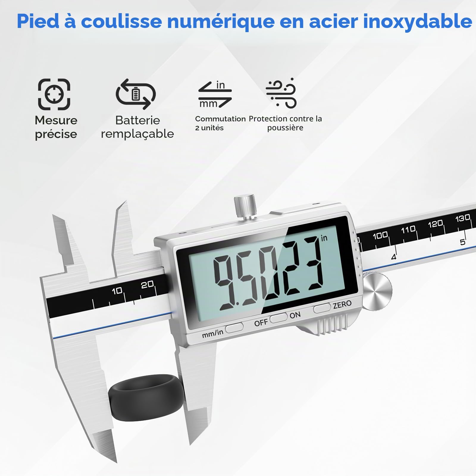 Housolution Pied à Coulisse Numérique, Outil de Mesure 8" avec Grand LCD | Commutation Pouces/MM, 4 Modes de Mesure, Micromètre en Acier Inoxidable avec Écran Éclaboussures pour Menuisiers