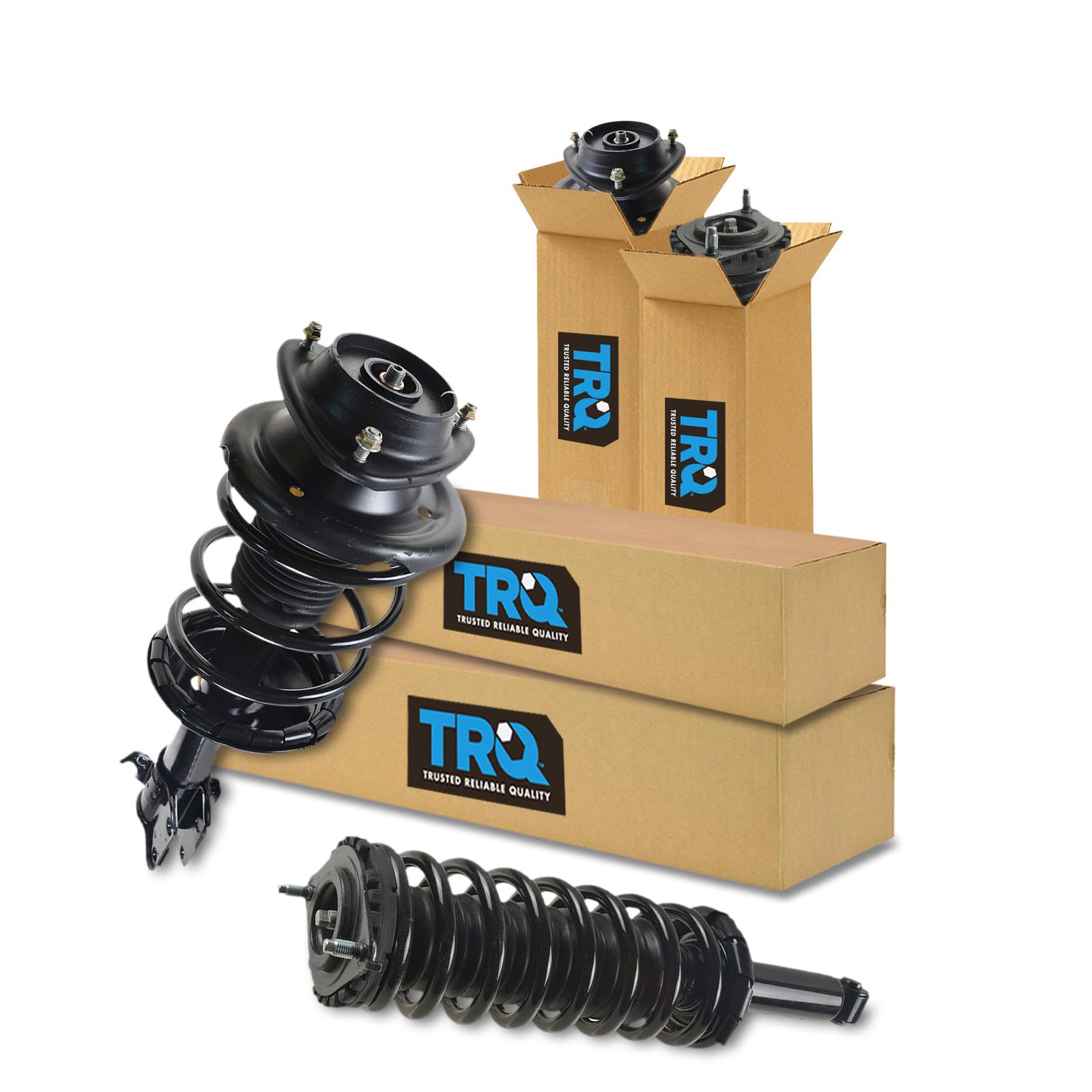 TRQ Front and Rear Strut &amp; Coil Spring Assembly Set Driver &amp; Passenger Sides Compatible with 00-04 Subaru Outback