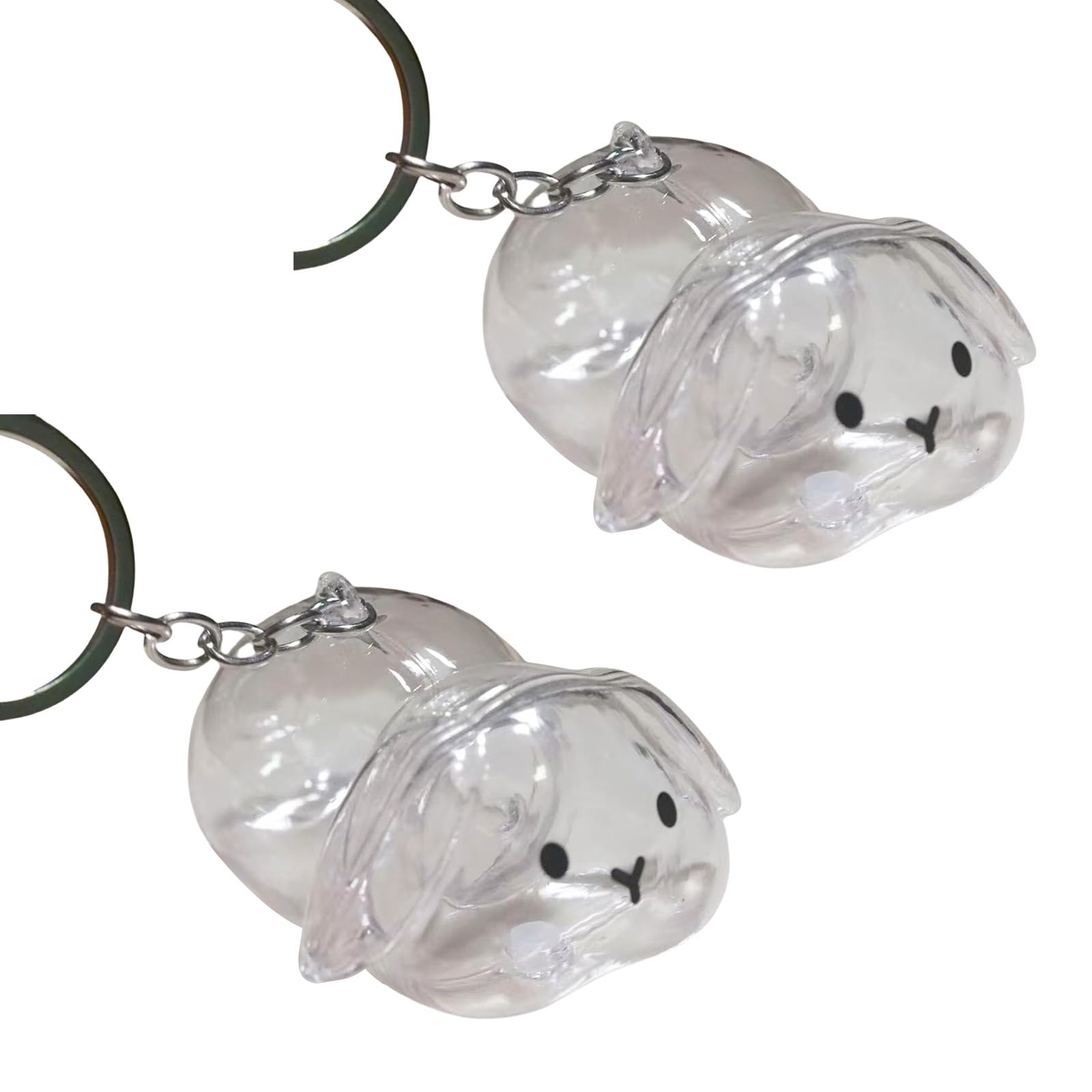 Funny Rabbits Themed Keepsakes Bunnies Hair Container Keyring Decorative Clear Pet Furs Collector Keychain Pendant Gift Decorative Furs Collector Keychain Charm