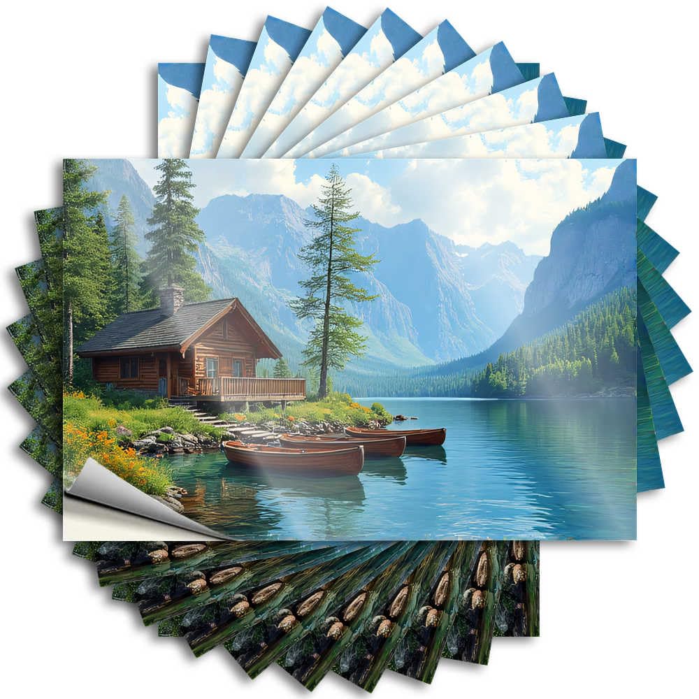 Saying - Cute Window Peaceful Cabin By The Lake with Canoes for Darts Cool Room Stuff(12X18CM)