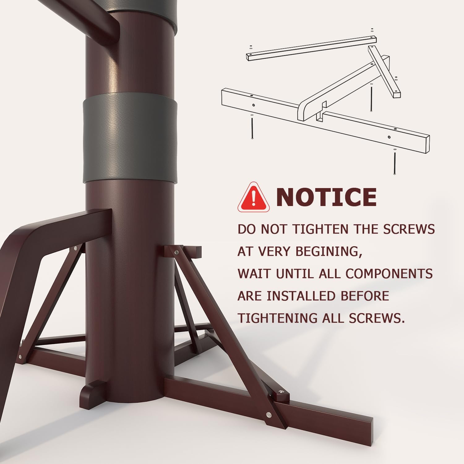 MR Wing Chun Dummy, Wooden Mook Yan Jong, IP Man Training Target with Tripod Base, Adjustable Height Mook Yan Jong Training with 3 Striking Pad, Martial Arts Traditional Kung Fu Training Dummy