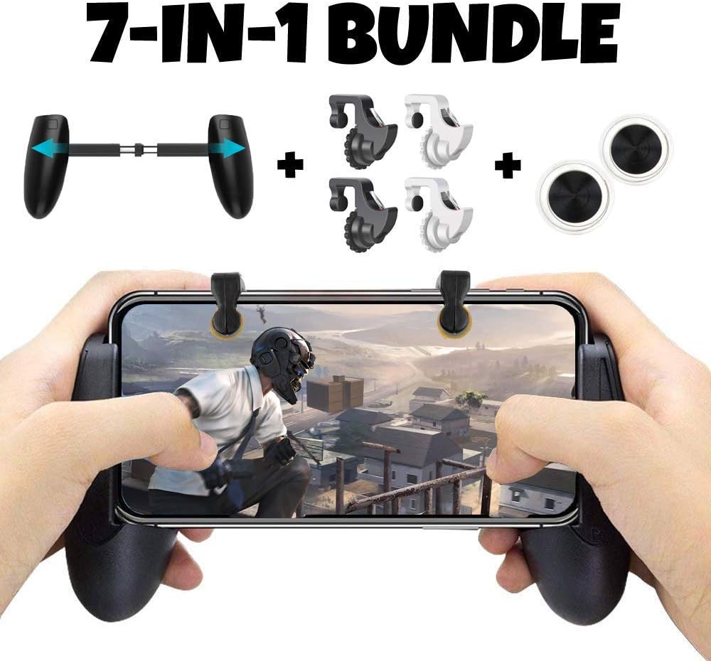 Mobile Game Controller Bundle for iPhone iOS 6, 6 Plus, 6S, SE, 7, 7 Plus, 8, 8 Plus, iPhone X, and Android Phones with Mobile Gamepad, Mobile Claw Triggers, and Mobile Joysticks