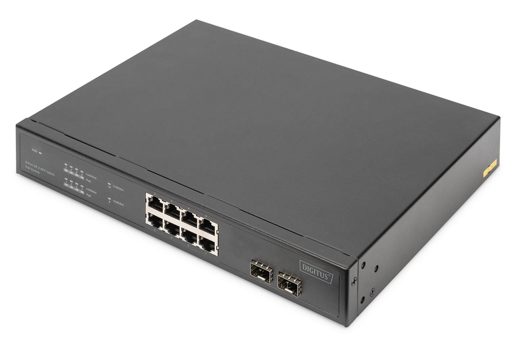 Digitus 10 Port Gigabit Ethernet PoE-Netzwerk-Switch - 8x RJ45 - 2x SFP-Uplink - - Netzwerk-Switch - 150W PoE-Budget - 10/100/1000 Mbps