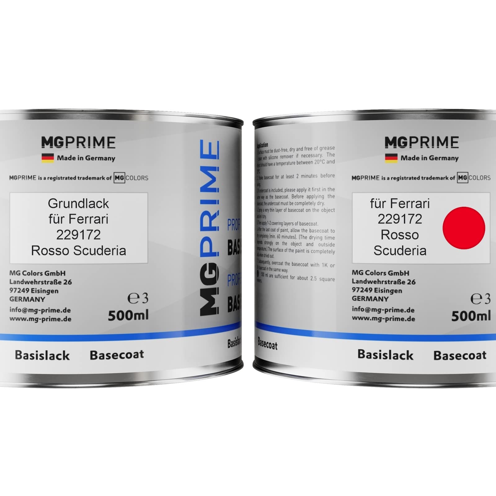 MG PRIME Kit Spray Auto Per Ferrari 137377 Rosso Scuderia – 3 Bombolette Da 400ml (Fondo, Base E Trasparente) Per Riparazioni Carrozzeria