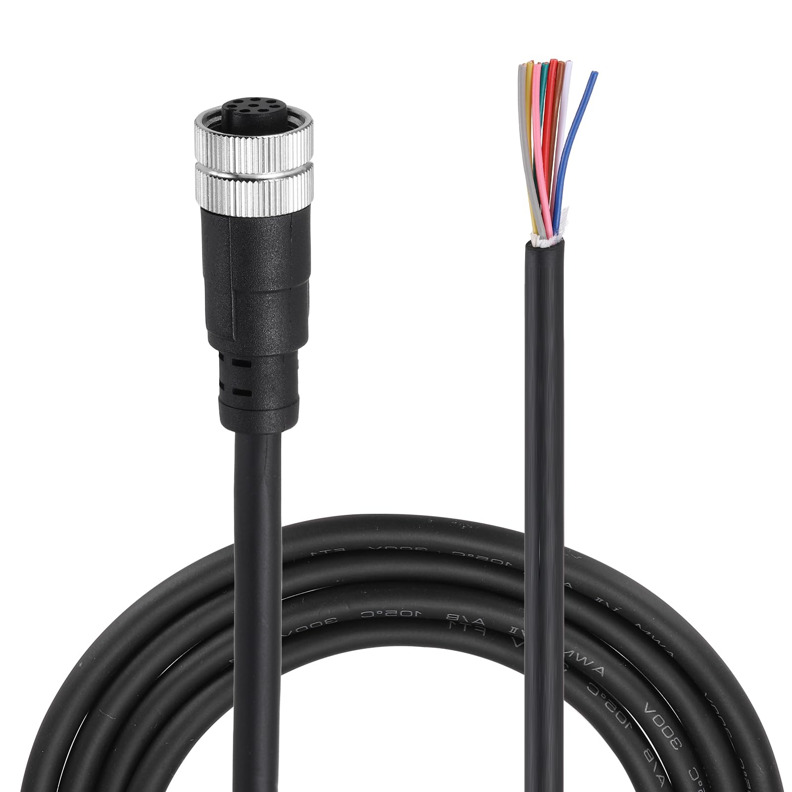 sourcing map M12 8 Pin Straight Female Aviation Connector Cable, 9.8ft Waterproof IP67 Aviation Sensor Electrical Cable