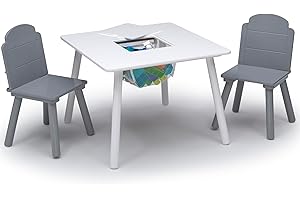Delta Children My Size Kids Wood Table and Chairs - White/Grey -...