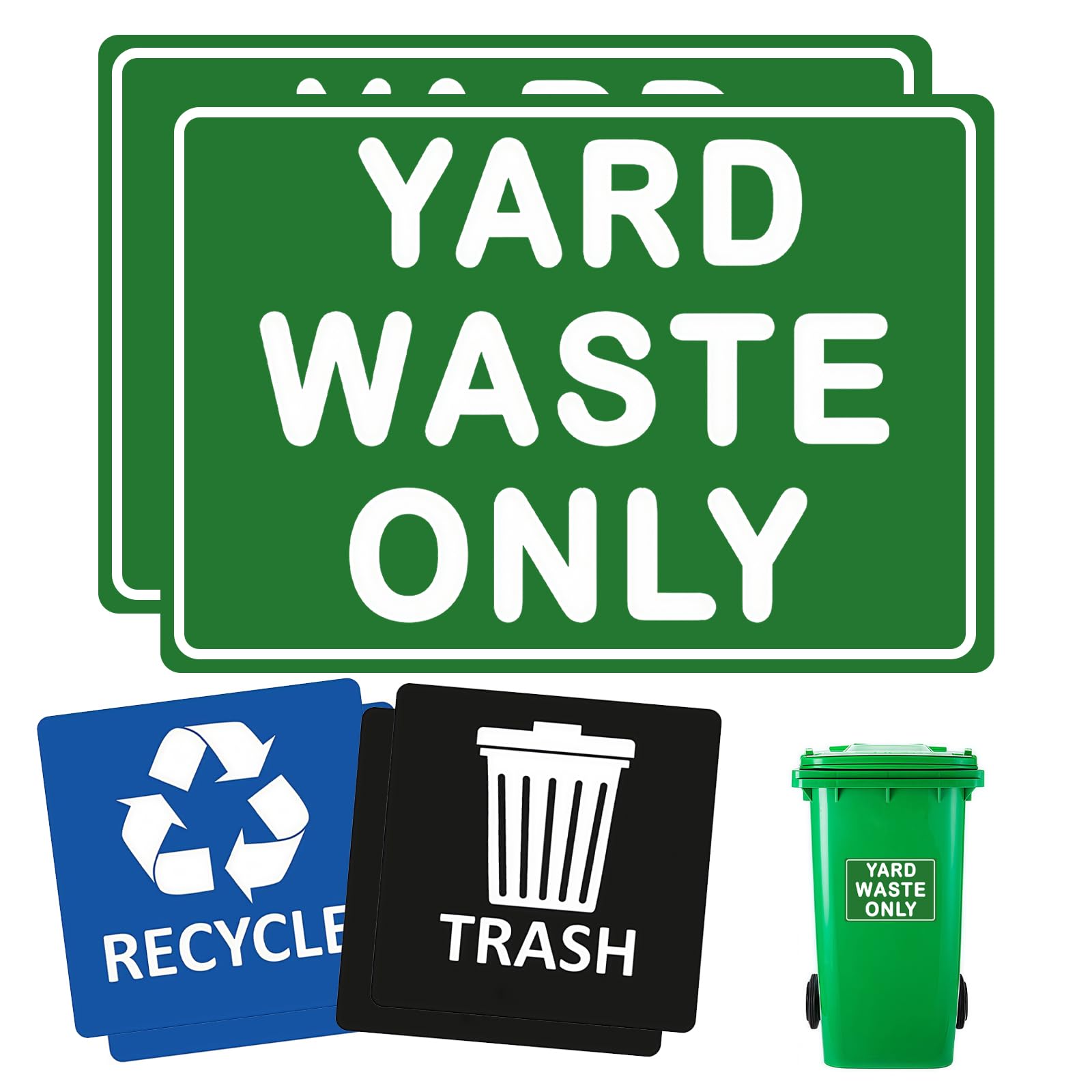 6 Pcs Recycle Sticker for Trash Bins,Yard Waste Only Signs,Trash and Recycle Stickers,Garbage Recycling Sticker for Trash Can